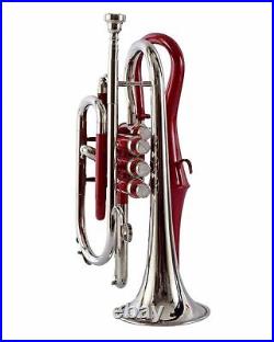 NEW YEAR SALE! BRAND NEW ECHO CORNET RED NICKEL Bb FLAT ECHO CORNET FREE CASE