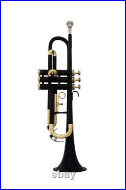 NEW YEAR SALE Brand New Black Brass Bb FLAT Trumpet Free Case+M/P FAST SHIP