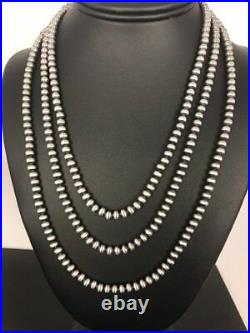 Native American Navajo Pearls 4 mm St Silver Bead Necklace 60 Sale Gift S422