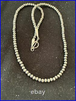 Native American Navajo Pearls 4mm Sterling Silver Bead Necklace 18 Sale 820