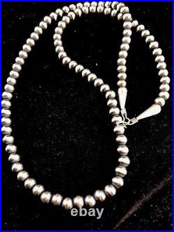 Native American Navajo Pearls 5 mm Sterling Silver Bead Necklace 28Sale 328