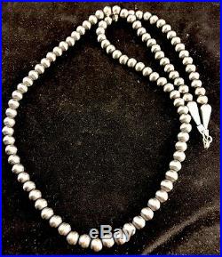 Native American Navajo Pearls 5 mm Sterling Silver Bead Necklace 28Sale 328