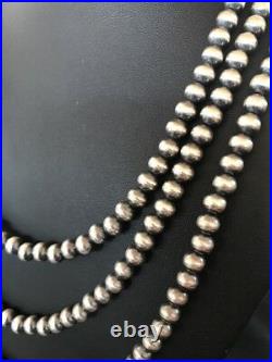 Native American Navajo Pearls 6 mm Sterling Silver Bead Necklace 60 Sale Gift