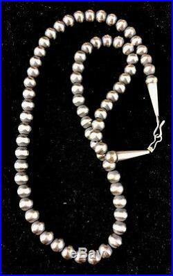 Native American Navajo Pearls 7mm Sterling Silver Bead Necklace 24 Sale 391