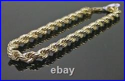New 10K Real Gold Men Ladies Yellow Rope Bracelet 6mm 8 Inch Sale