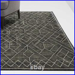 New Crate & barrel 5X8 6X9 8X10 9X12 Ruell Black Rug wool area rug carpet sale