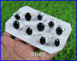New Sale 25 Pieces Natural Black Onyx Gemstone Silver Plated Bezel Ring Jewelry