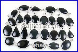 New Sale 50 PCs Natural Black Obsidian Gemstone Silver Plated Pendant Jewelry