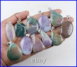 New Sale 50 PCs Natural Multi Bloodstone Gemstone Silver Plated Pendant Jewelry