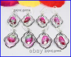 New Sale 50 Pairs Multi Tourmaline Glass Silver Plated Designer Earring Jewelry