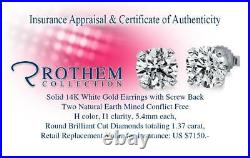 New Year Diamond Earrings Sale 1.25 CT H I1 14K White Gold Stud 50609630