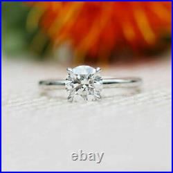 New Year Sale 0.40 Ct Real Diamond Women Engagement Ring 14K White Gold Size 7 8