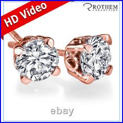 New Year Sale 2.01 Carat Diamond Stud Earrings Rose Gold 14K F I1 35353519