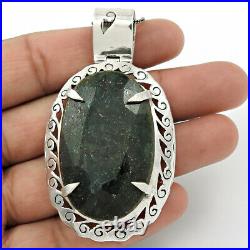 New Year Sale Oval Emerald Gemstone Pendant 925 Sterling Silver Jewelry D70
