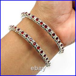 New Year Sale Round Shape Ruby Gemstone Jewelry 925 Sterling Silver Bangle K1