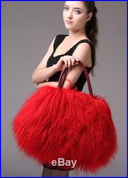 New large real long lamb fur/mongolian fur bag handbag on sale(multi colors)