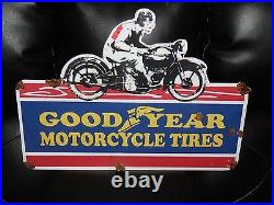 Old style-porcelain look Goodyear motorcycle dealer sales service sign NICE