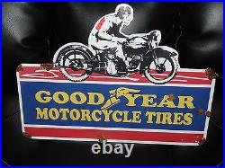 Old style-porcelain look Goodyear motorcycle dealer sales service sign NICE