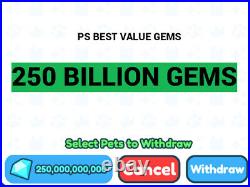 Online? Psx Gems? Pet Simulator X? Gem (huge Value) 1b 250b 1t
