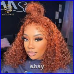 Orange Ginger Curly Lace Front Human Hair Wigs T Part Wig Brazilian Preplucked