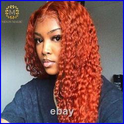 Orange Ginger Curly Lace Front Human Hair Wigs T Part Wig Brazilian Preplucked