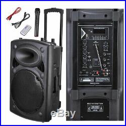 PRE-SALES 1500W Remote 15 PA Active Speaker Mic Guitar AMP Bluetooth USB SD LCD