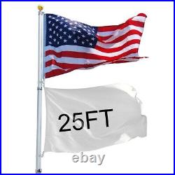 PRE SALE 25ft Flag Pole Aluminum Telescopic Flagpole Kit US Flag Ball Fly 2 Flag