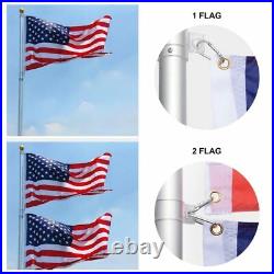 PRE SALE 25ft Flag Pole Aluminum Telescopic Flagpole Kit US Flag Ball Fly 2 Flag