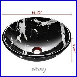 PRE SALE Bathroom Glass Vessel Sink Round Marbling Pattern Vanity Bowl Basin