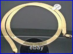 REAL 10K Yellow Gold Herringbone Necklace Chain, 22 Inch 7mm, Christmas Sale! N
