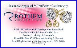 REAL 2 CT D I1 Anniversary Diamond Stud Earrings 18K Yellow Gold Sale 53320034