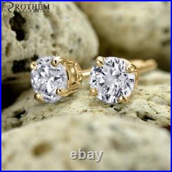 REAL 2 CT D SI1 Anniversary Diamond Stud Earrings 18K Yellow Gold Sale 51377034