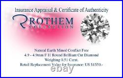 Real 0.51 Carat Unmounted Round Diamond 4.9 mm F I1 Sale Loose 54398298
