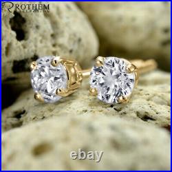 SALE 2 CT D SI2 Birthday Wedding Diamond Earrings 18K Yellow Gold Real 50809034