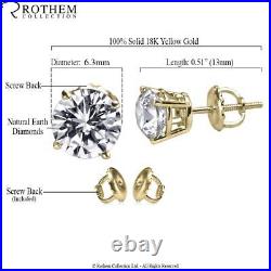 SALE 2 CT D SI2 Birthday Wedding Diamond Earrings 18K Yellow Gold Real 51306034