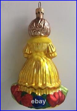 SALE! Authentic Christopher Radko LADY Yellow Dress Handcrafted Glass Ornament