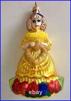 SALE! Authentic Christopher Radko LADY Yellow Dress Handcrafted Glass Ornament