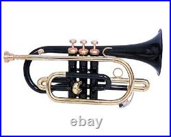 SALE! BRAND NEW CORNET BLACK BRASS Bb FLAT CORNET WITH FREE CASE+FREE SHIPPING