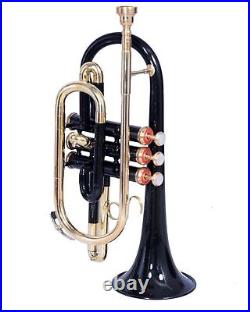 SALE! BRAND NEW CORNET BLACK BRASS Bb FLAT CORNET WITH FREE CASE+FREE SHIPPING