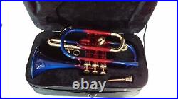 SALE! BRAND NEW CORNET MULTICOLOR Bb FLAT CORNET WITH FREE HARD CASE+M/P