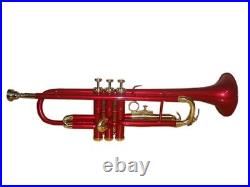 SALE BRAND NEW RED AND BRASS FINISH Bb FLAT Trumpet Free HARD Case+Mouthpiece