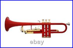 SALE BRAND NEW RED AND BRASS FINISH Bb FLAT Trumpet Free HARD Case+Mouthpiece