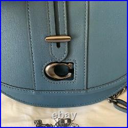 SALE! COACH PEACOCK BLUE SADDLE 20 Leather Crossbody Bag Brass Toned Hardware