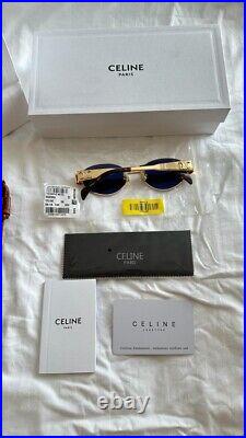 SALE? Celine Triomphe Gold Logo Sunglasses Eyewear Green Lenses