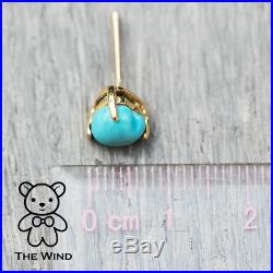 SALE! Heart Shaped Natural Sleeping Beauty Turquoise Stud Earrings 14K Gold