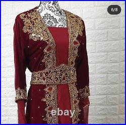 SALE Moroccan Dubai Kaftan Farasha Abaya Dress Very Fancy Long Gown Velvet Dress