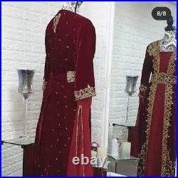 SALE Moroccan Dubai Kaftan Farasha Abaya Dress Very Fancy Long Gown Velvet Dress