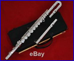SALE Professional Silver Alto Flute G Key Straight Curved Head Jonit Italian pad