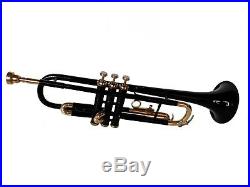 SUMMER SALEBrand New Black Brass Bb FLAT Trumpet Free Case+M/P FAST SHIP