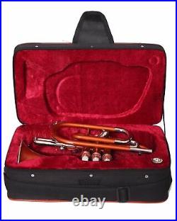 SUMMER SALE! BRAND NEW ORANGE NICKLE FINISH Bb FLAT 3 V CORNET +MOUTHPIECE